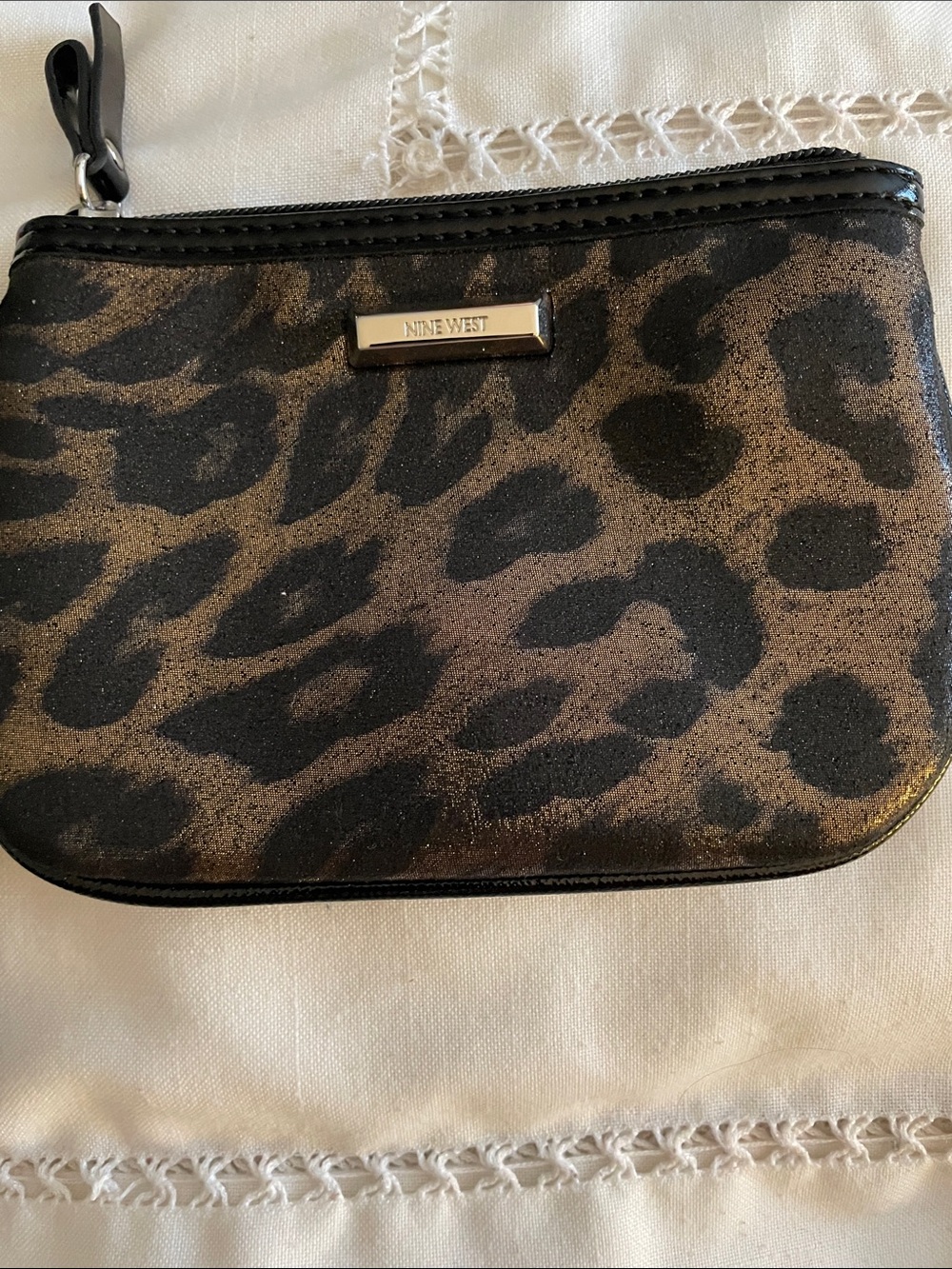 Nine West Leopard Print Wristlet in Brown and Black EUC